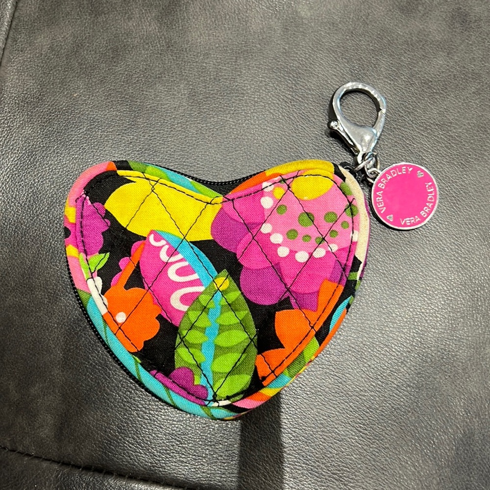 💜 Vera Bradley heart-shaped Change purse zipper keychain